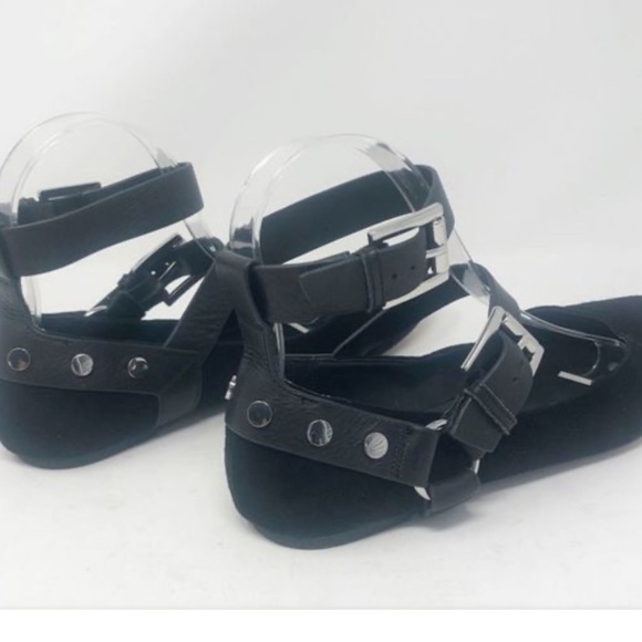 REBECCA MINKOFF | Vivica Black Suede Ballet Flats Studded Harness Women Size 8,5 - Picture 3 of 5